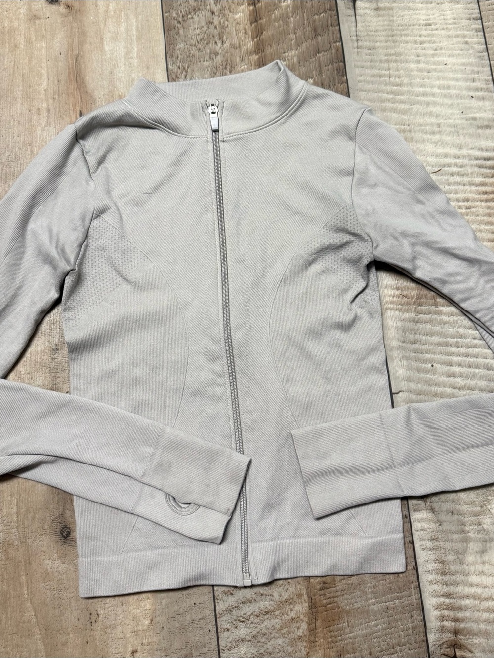Women's Light Gray Zip-Front Athletic Jacket